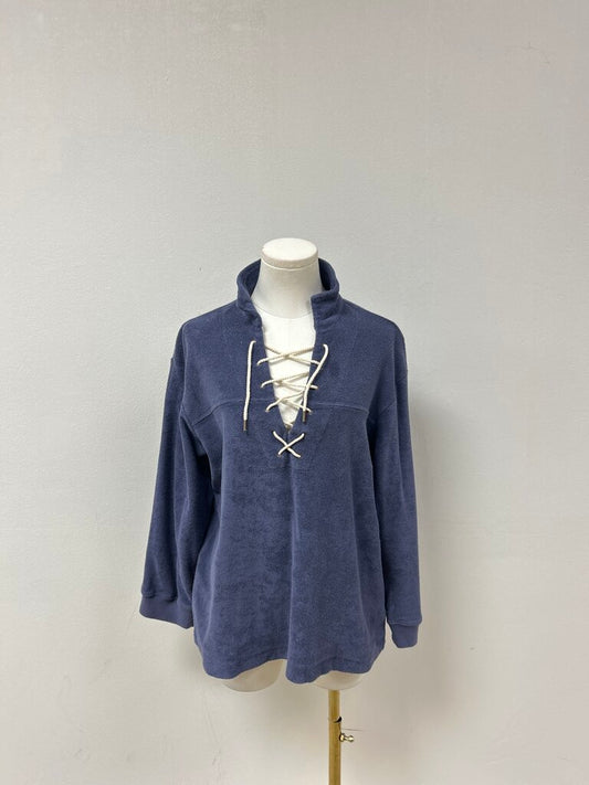 The Great Blue Lace Up Terry Top