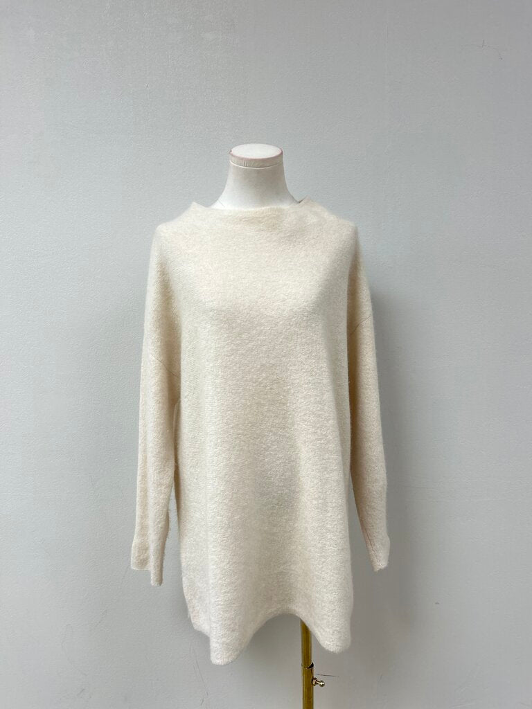 Eileen Fisher Cream Boat Neck Tunic Top