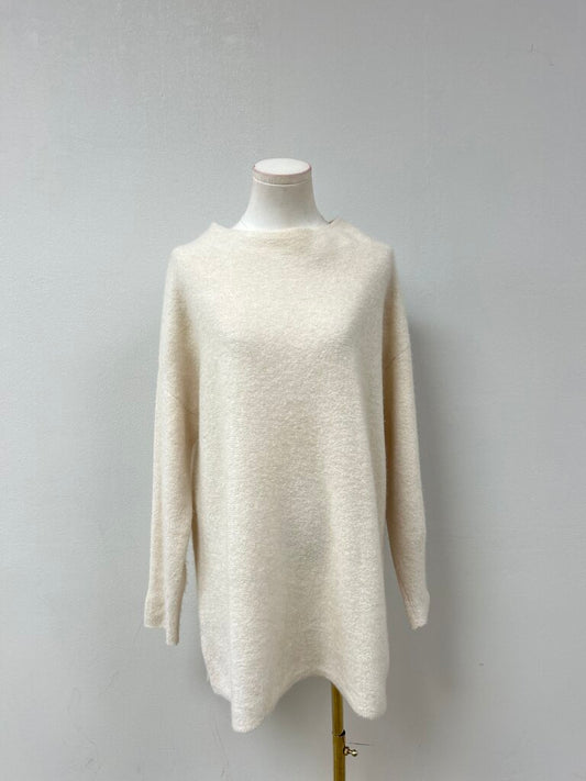 Eileen Fisher Cream Boat Neck Tunic Top
