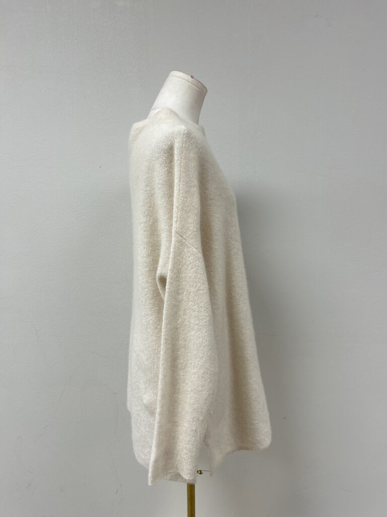Eileen Fisher Cream Boat Neck Tunic Top