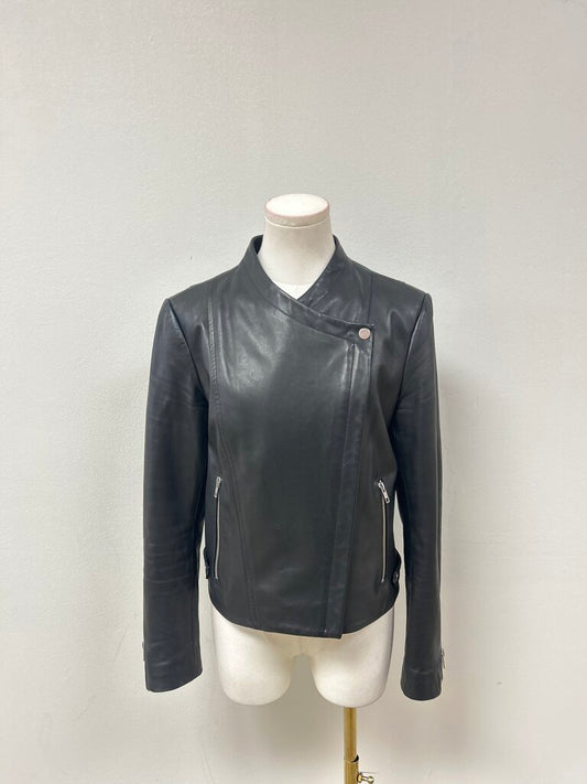 Theory Black Leather Moto Jacket