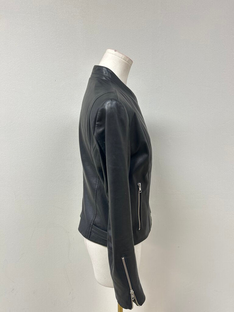 Theory Black Leather Moto Jacket