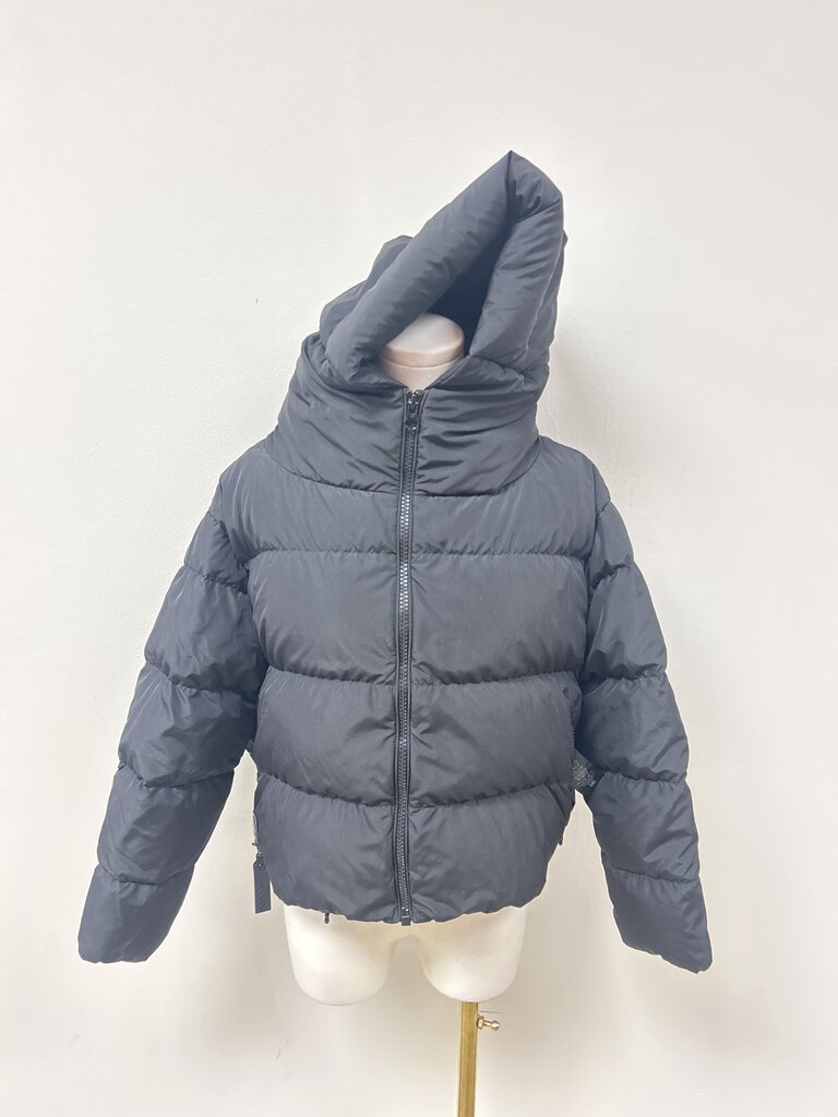 Bacon Black Cropped Puffer Coat