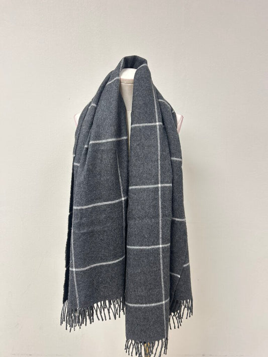 Grey Plaid Large Wrap
