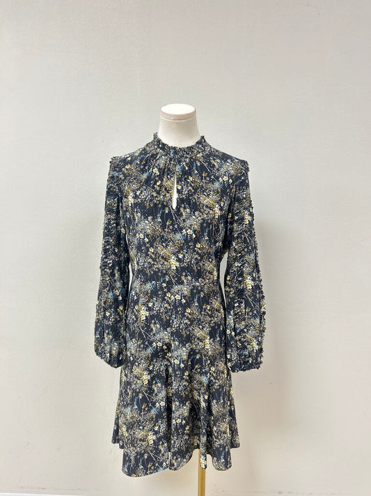 Charolotte Brody Black Floral Hi Neck Dress