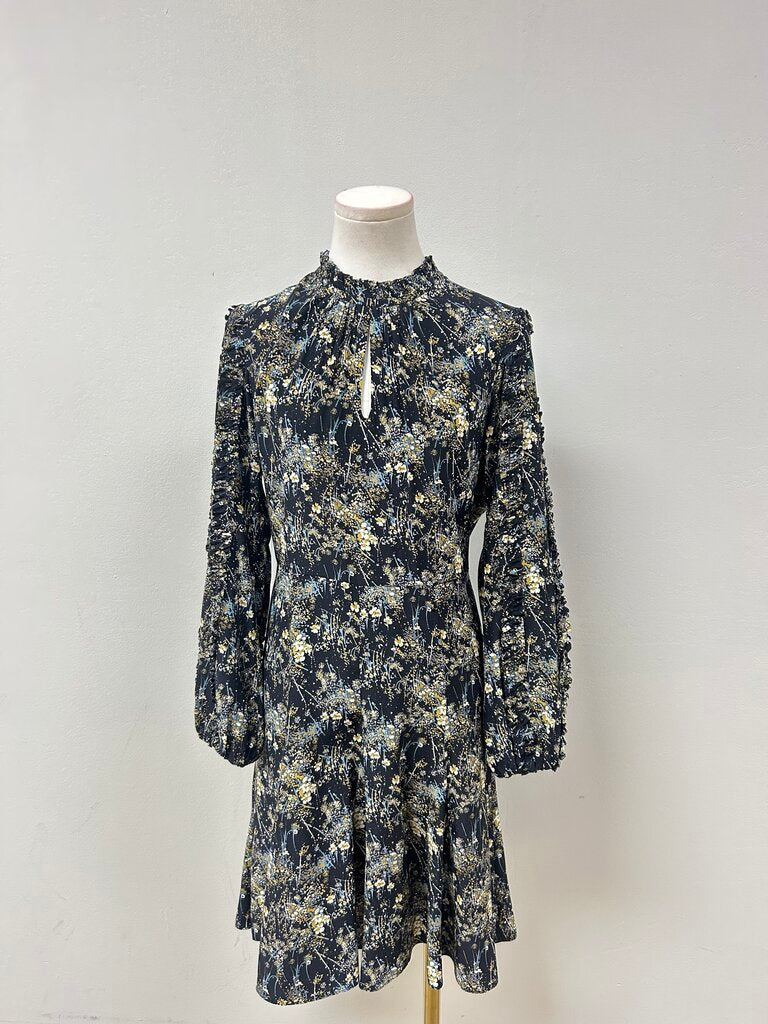 Charolotte Brody Black Floral Hi Neck Dress