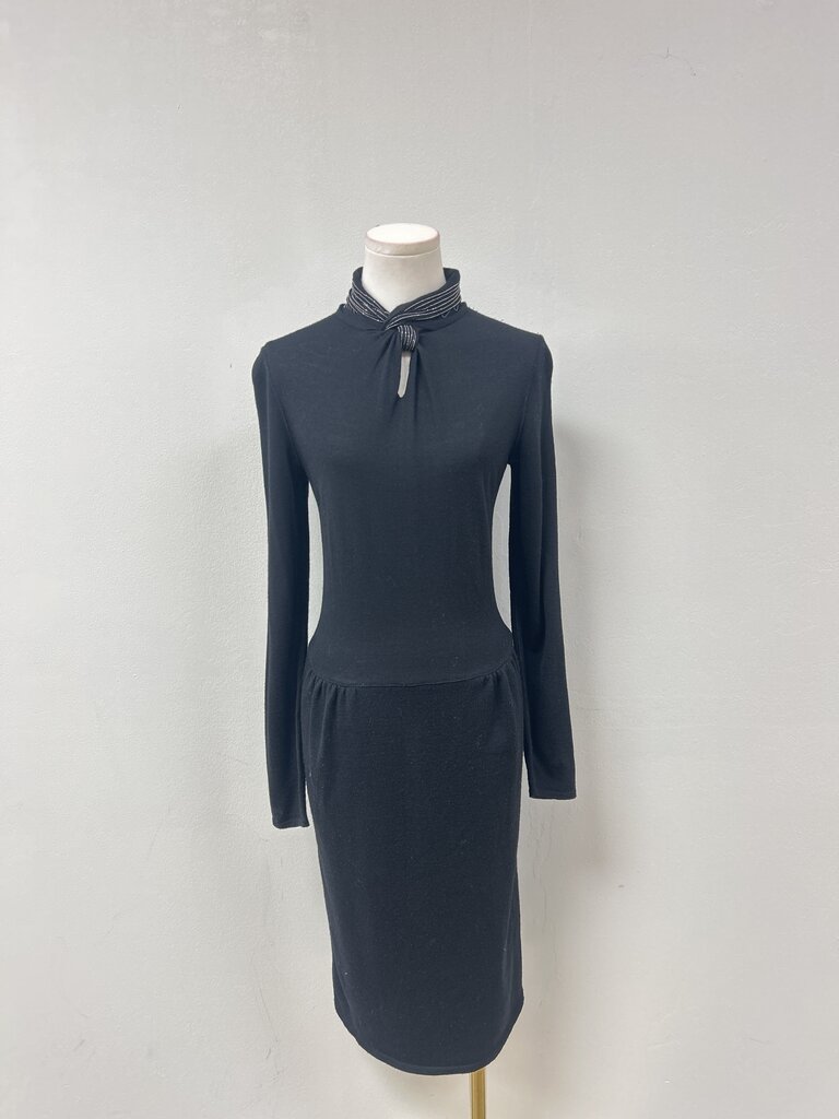 Armani Black Mock Neck Knit Dress
