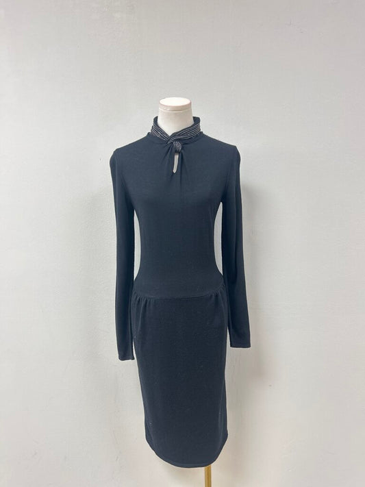 Armani Black Mock Neck Knit Dress