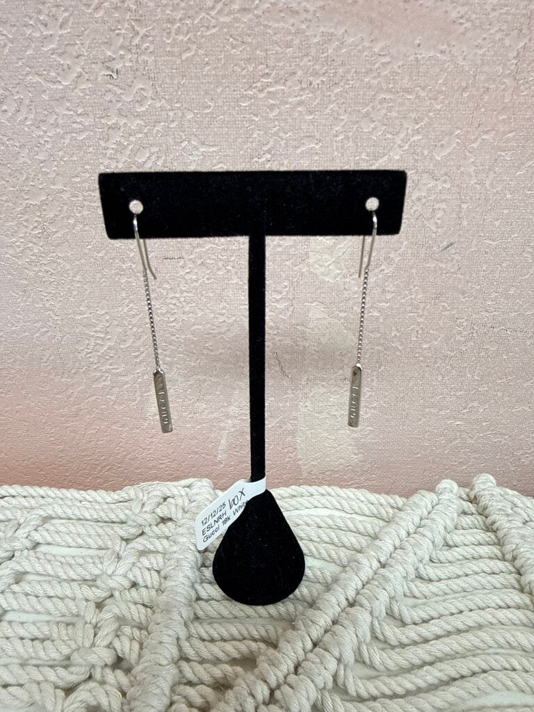Gucci 18k White Gold Lariat Drop Earring