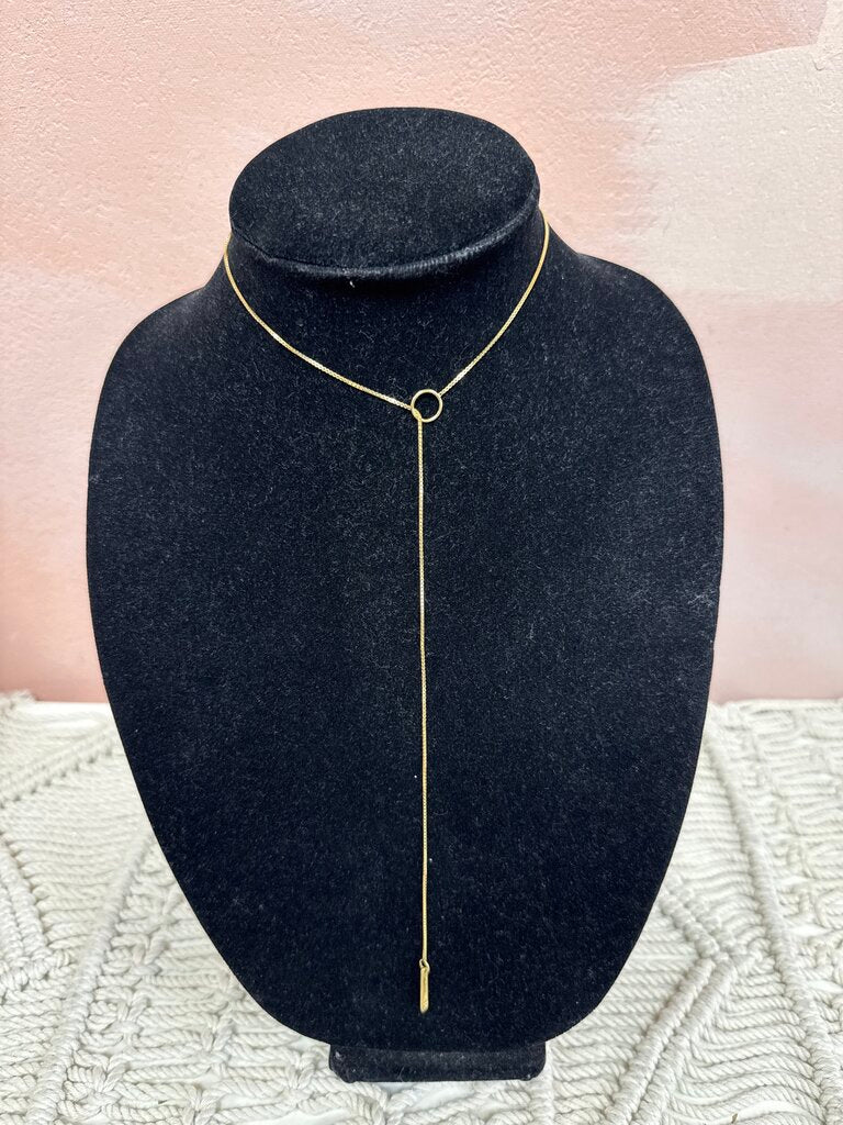 Gucci 18k Gold Logo Lariat Necklace w/Box Orig $1800