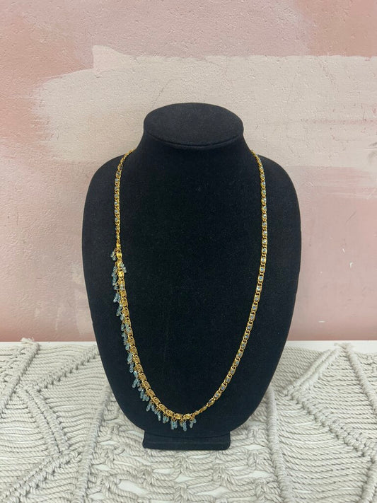 Chanel Vintage Gold Link and Blue Crystal Beaded Belt/Necklace '97 w/Box