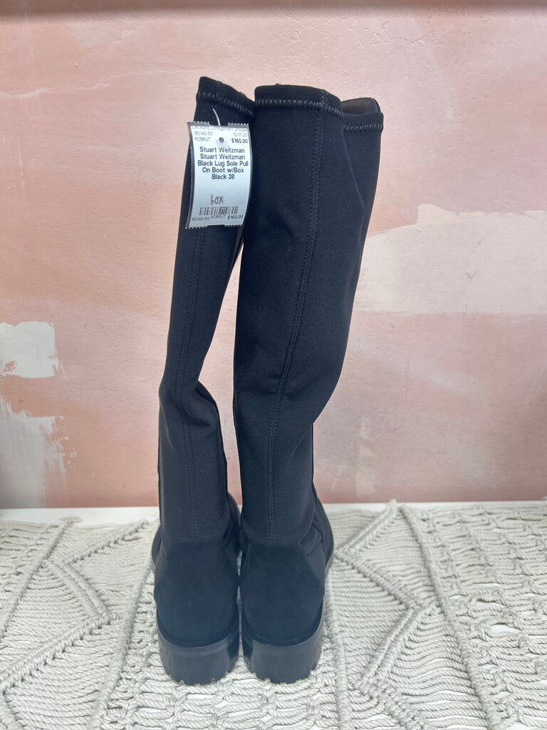 Stuart Weitzman Black Lug Sole Pull On Boot w/Box