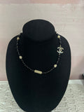 Chanel Black and Tan Glass Bead Necklace w/Box