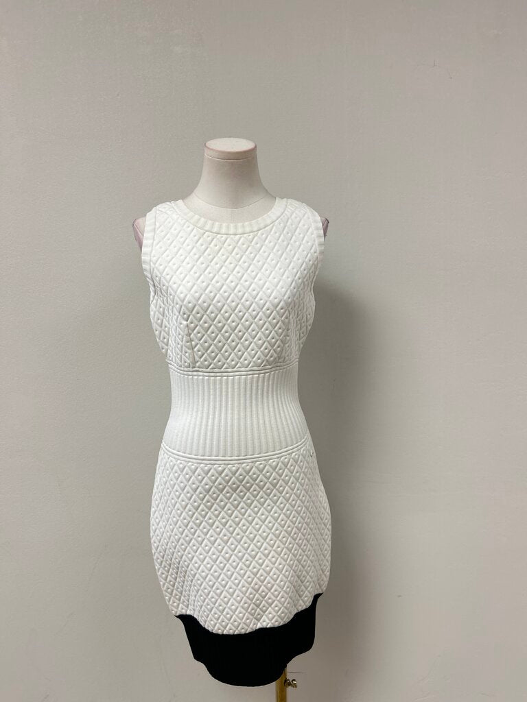 Chanel White Vintage Quilted Knit Sleeveless Dress '13