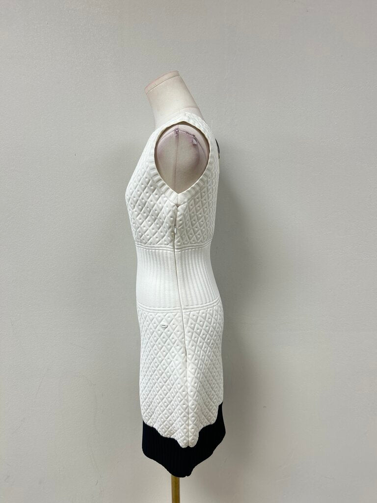Chanel White Vintage Quilted Knit Sleeveless Dress '13