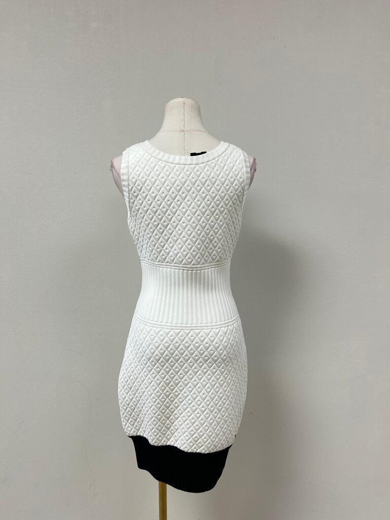 Chanel White Vintage Quilted Knit Sleeveless Dress '13