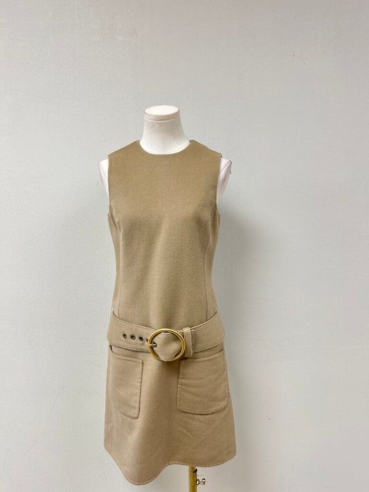 Michael Kors Camel Wool Belted Dress