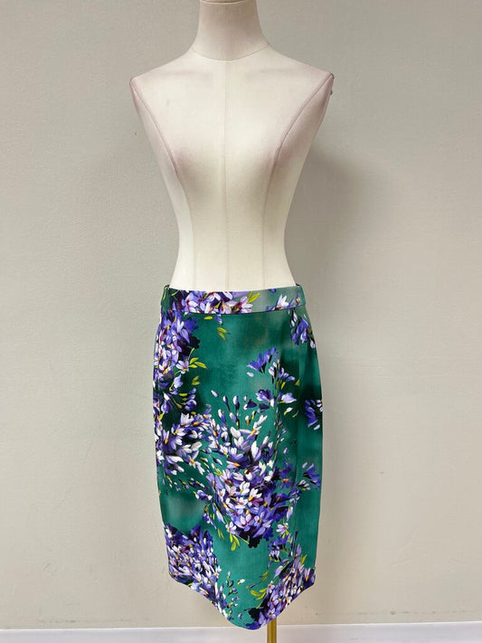 Escada Green Floral Skirt