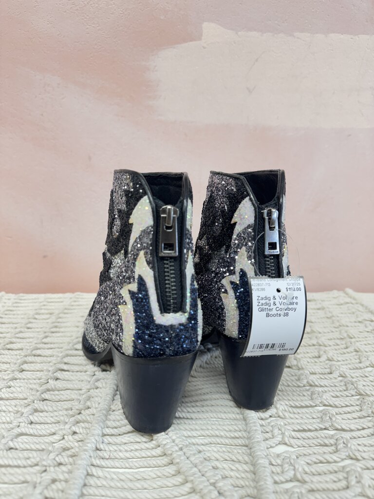 Zadig & Voltaire Glitter Cowboy Boots