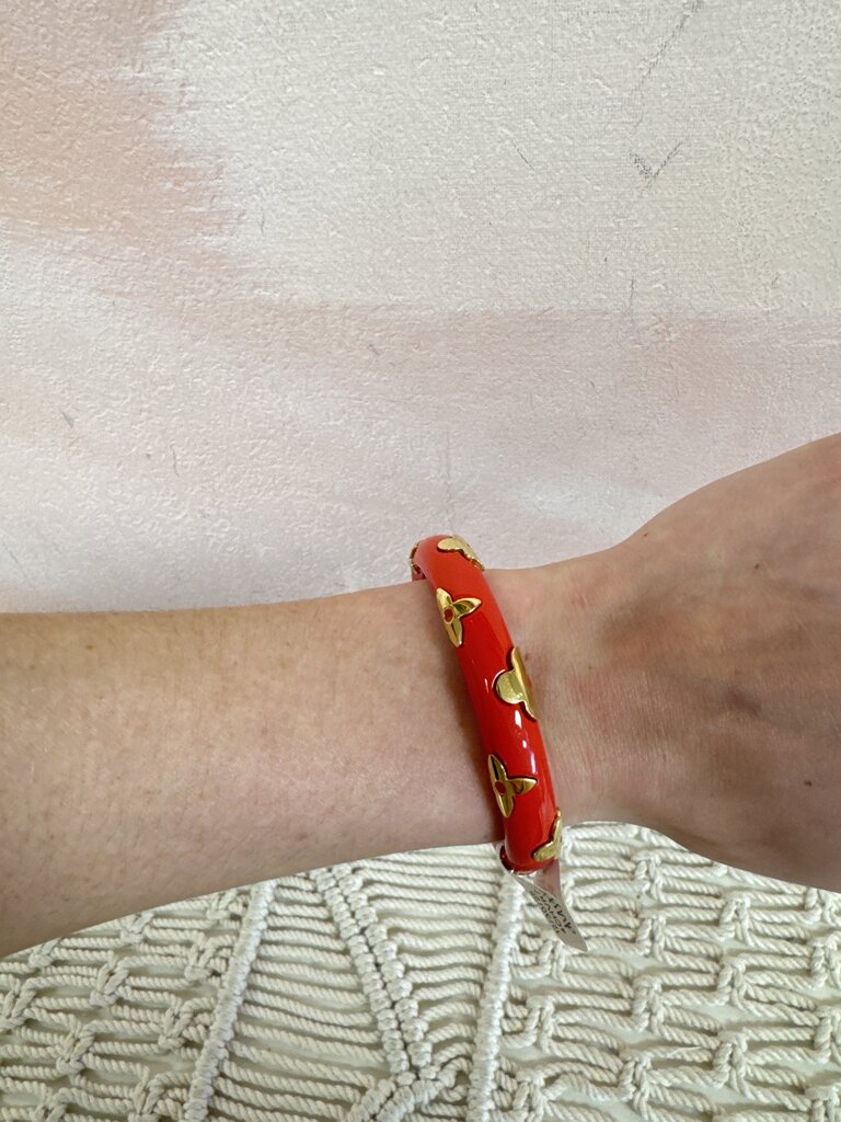 Louis Vuitton Red and Gold Monogram Daily Cuff w/Dustbag