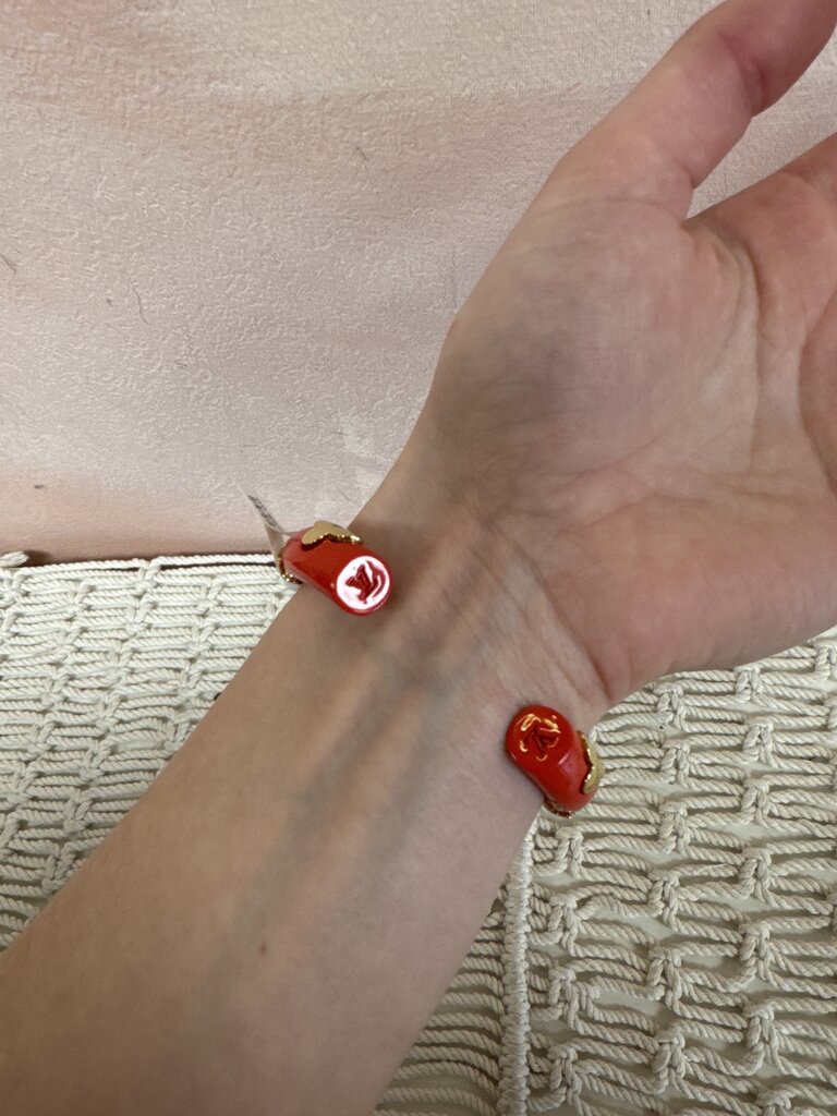 Louis Vuitton Red and Gold Monogram Daily Cuff w/Dustbag