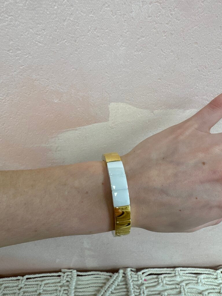 Demeglio White and Godl Tech Ceramic Bracelet w/Dustbag