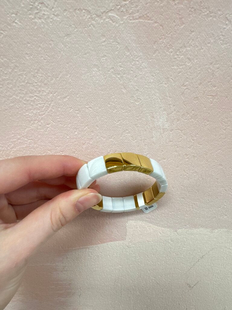 Demeglio White and Godl Tech Ceramic Bracelet w/Dustbag