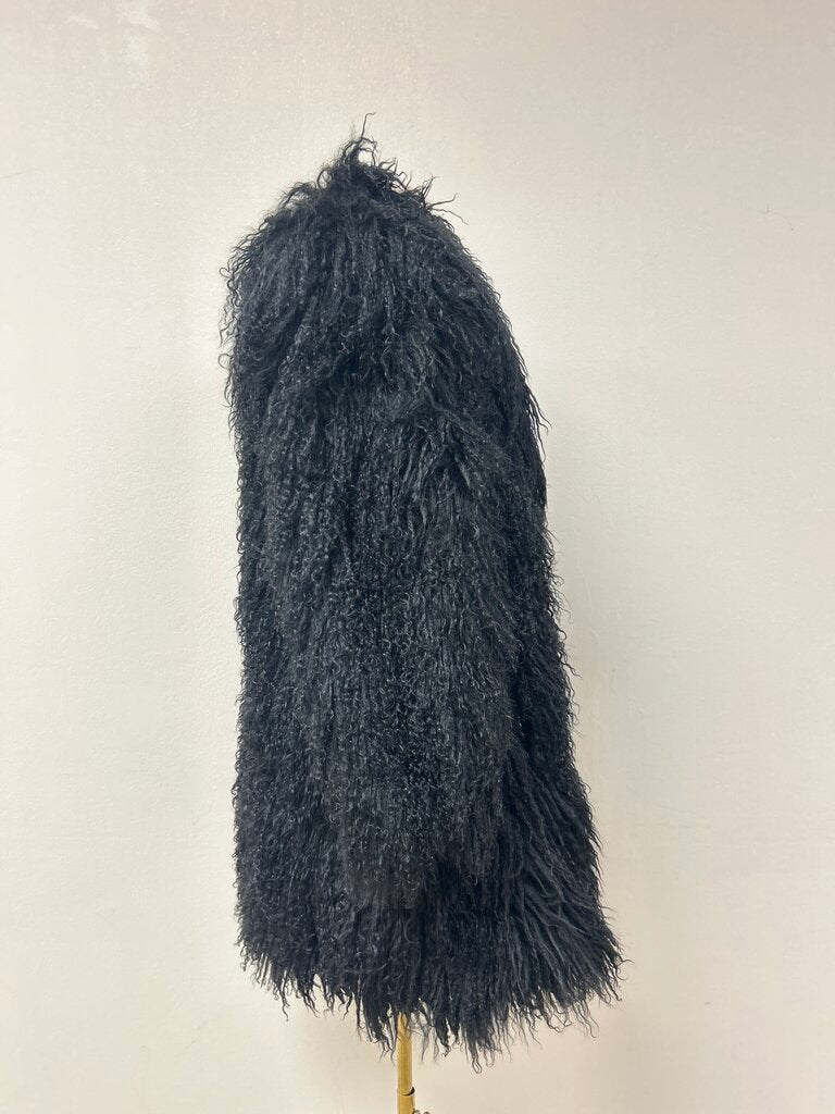 Black Curly Lamb Fur Coat