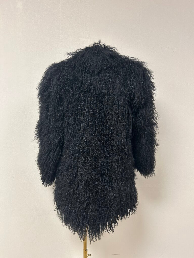 Black Curly Lamb Fur Coat