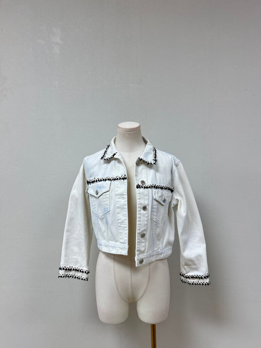 MSGM White Denim Cropped Jacket