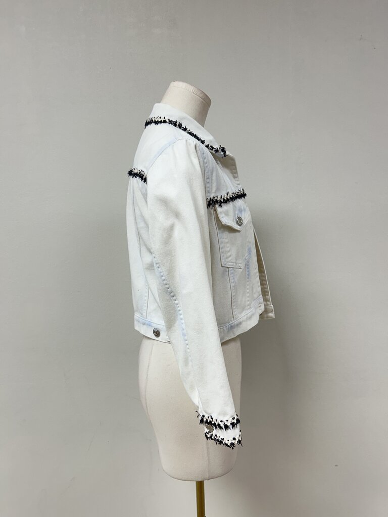 MSGM White Denim Cropped Jacket