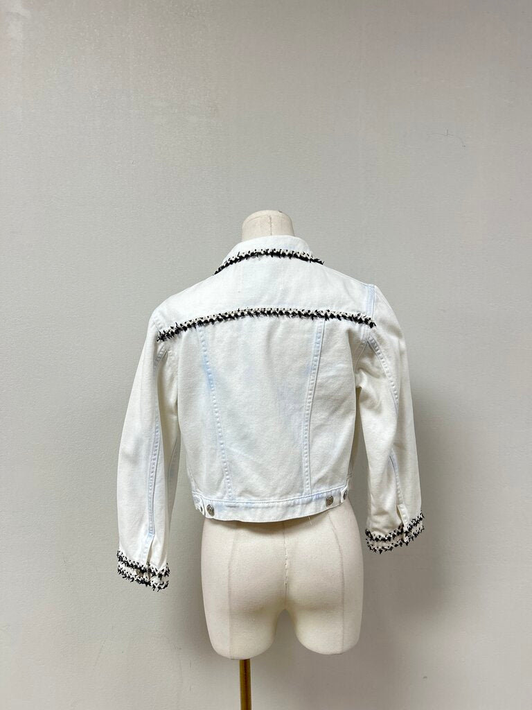 MSGM White Denim Cropped Jacket