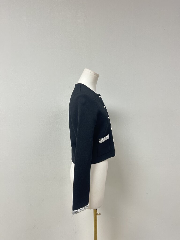 Sandro Black and Pearl Cropped Jacket
