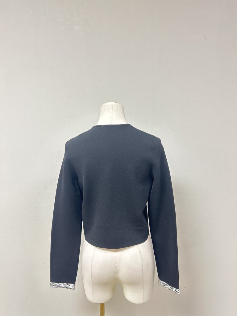 Sandro Black and Pearl Cropped Jacket