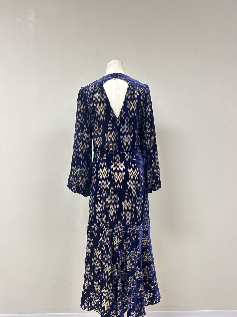 Dorothee Sschumacher Blue and Tan Velvet Maxi Dress