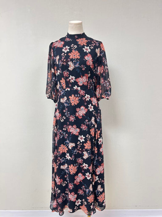 Stogova Black Floral Mock Neck Maxi Dress