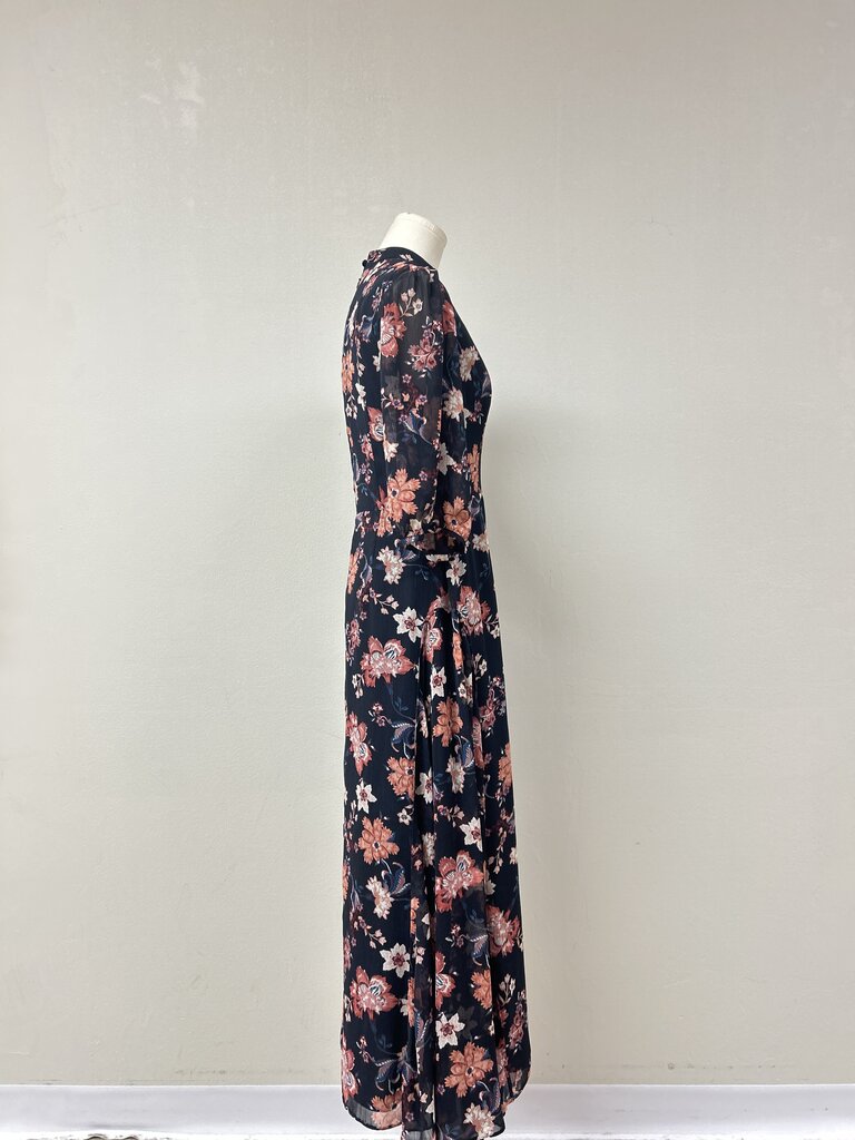 Stogova Black Floral Mock Neck Maxi Dress