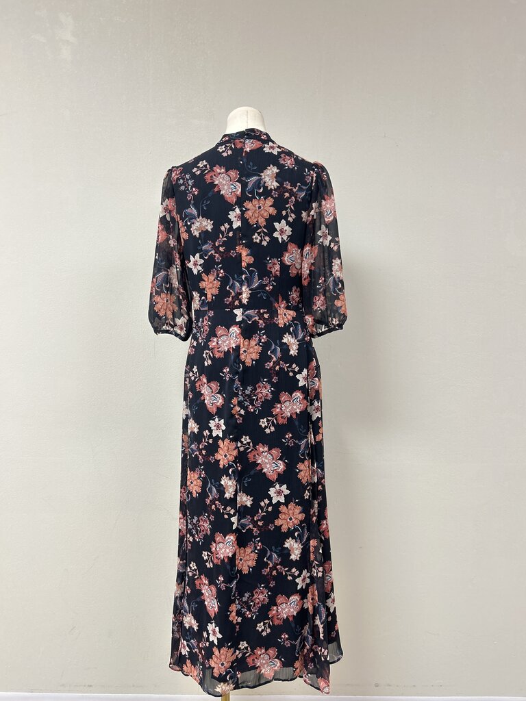 Stogova Black Floral Mock Neck Maxi Dress