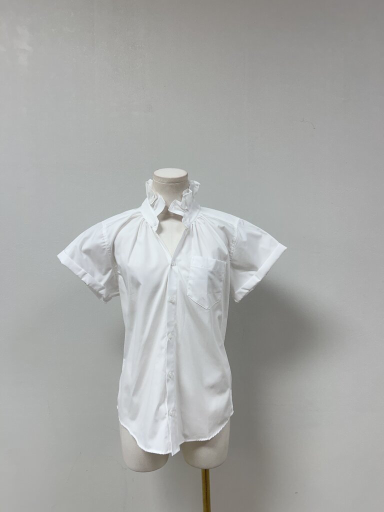 KMJ White Ruffle Button Up