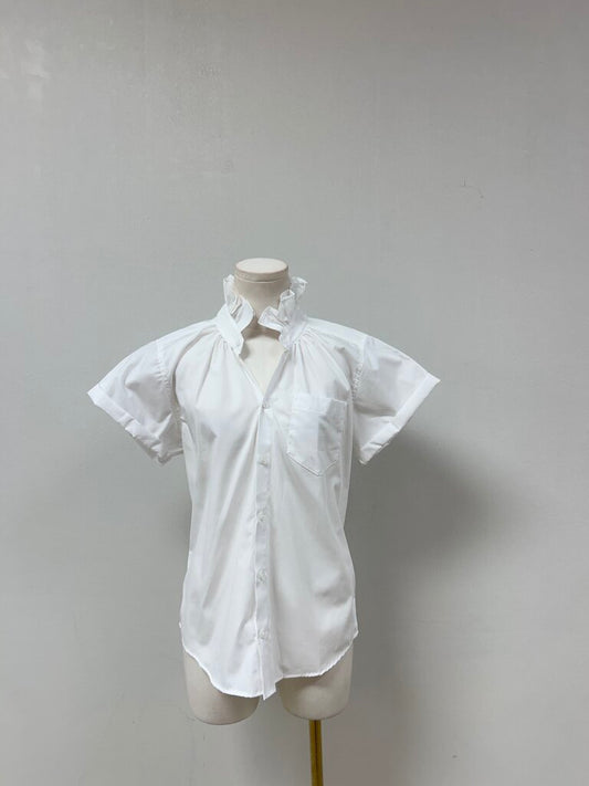KMJ White Ruffle Button Up