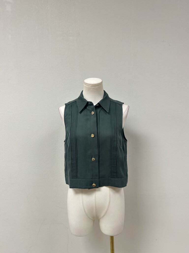 Hevron Forest Green Vest NWT