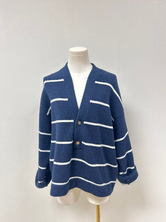 Faherty Blue Striped Cardigan