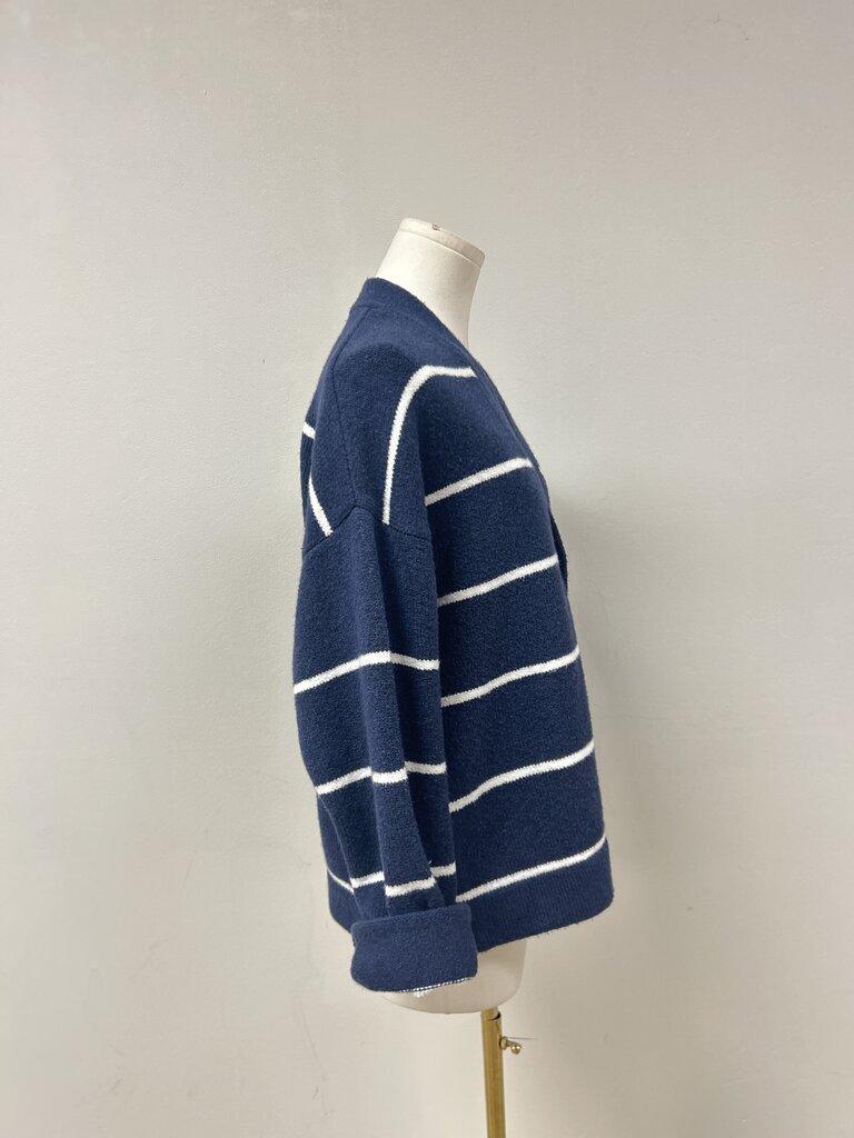 Faherty Blue Striped Cardigan