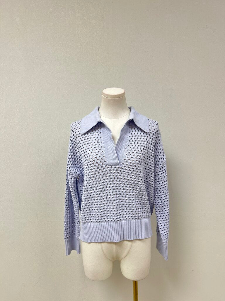 Electric Rose Lilac Open Knit Polo NWT