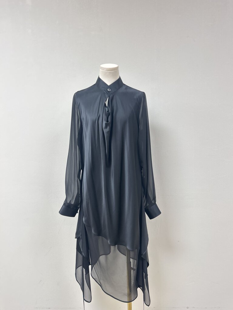 Helmut Lang Black Satin Mock Neck Dress NWT