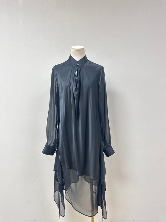 Helmut Lang Black Satin Mock Neck Dress NWT