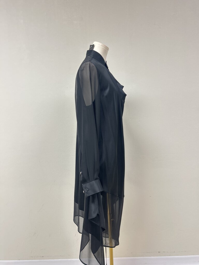 Helmut Lang Black Satin Mock Neck Dress NWT