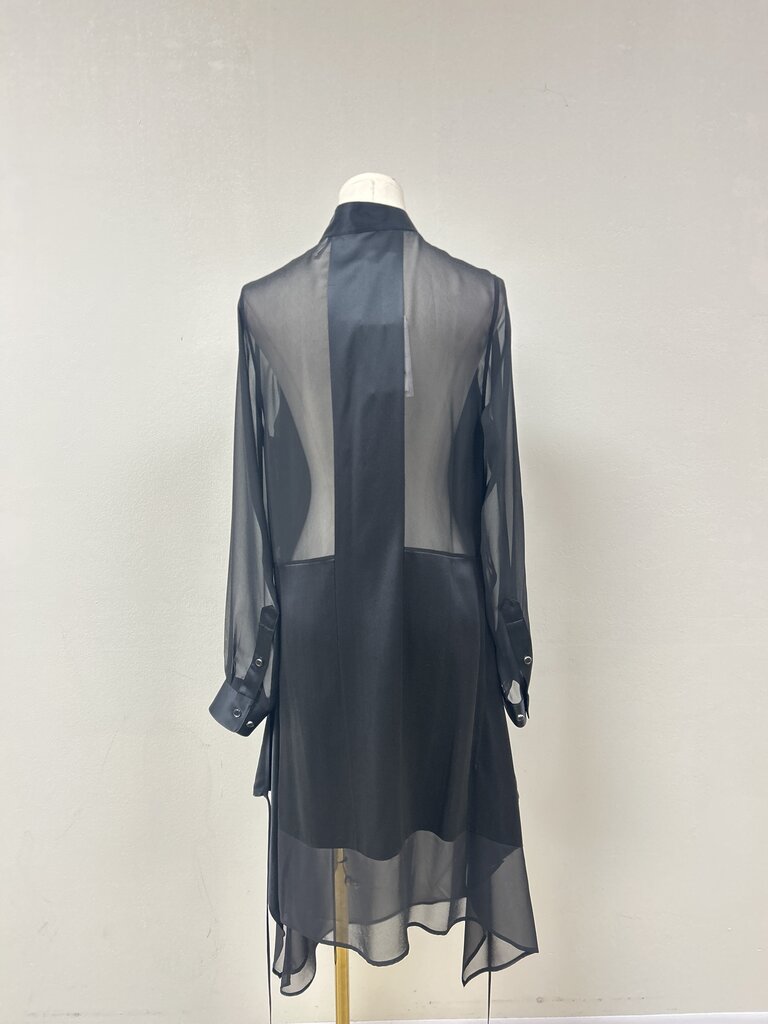 Helmut Lang Black Satin Mock Neck Dress NWT