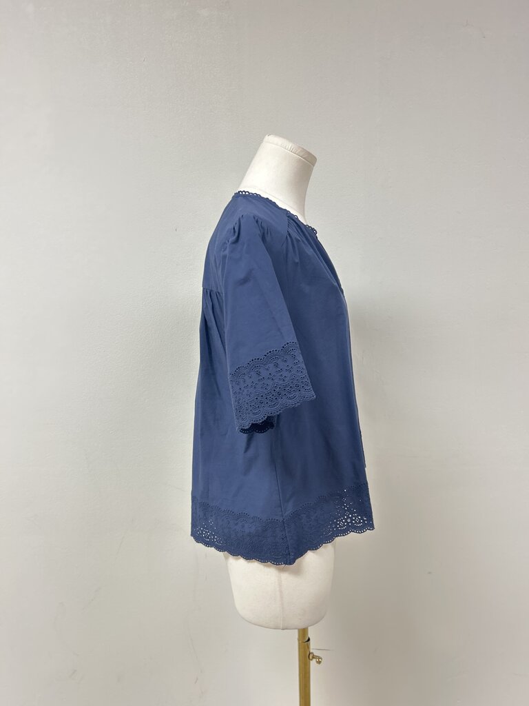 Evereve Navy Eyelet Top