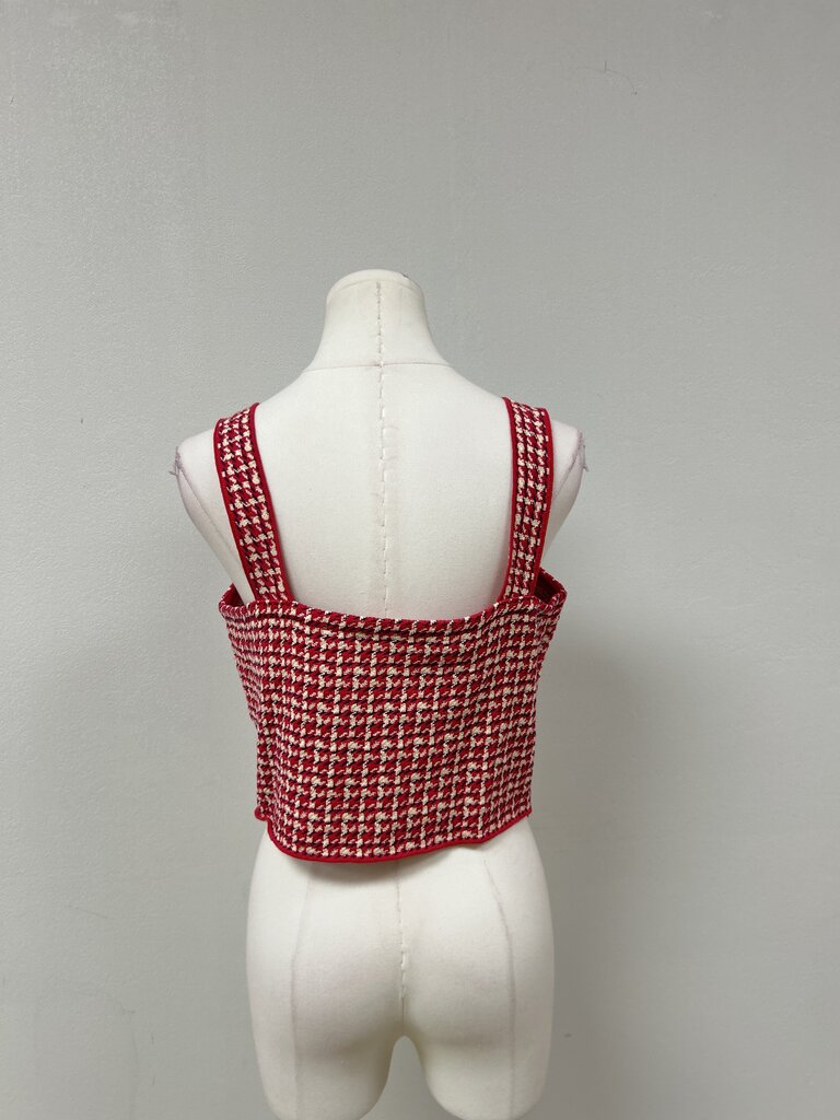 Sandro Red Houndstooth Tank